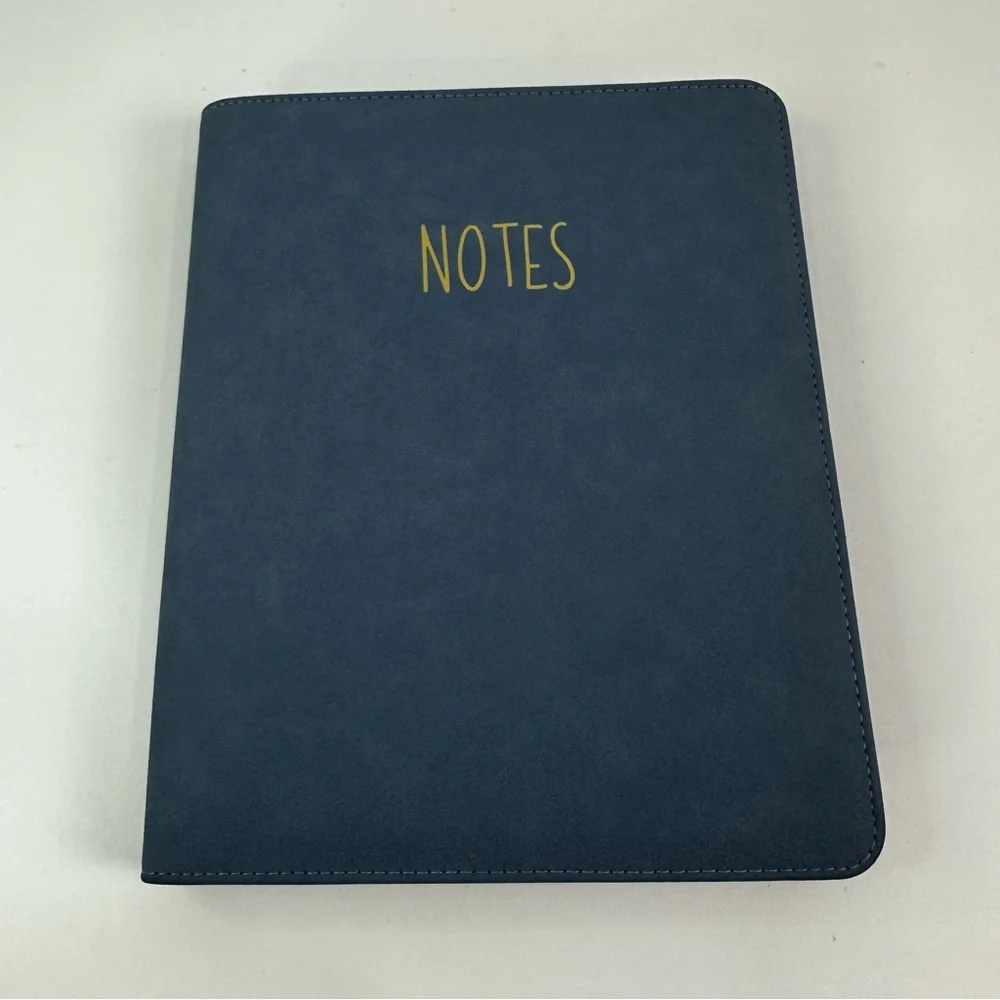Light Blue Zippered Tablet Folio Soft Suede Like Feel Marbled Interior 